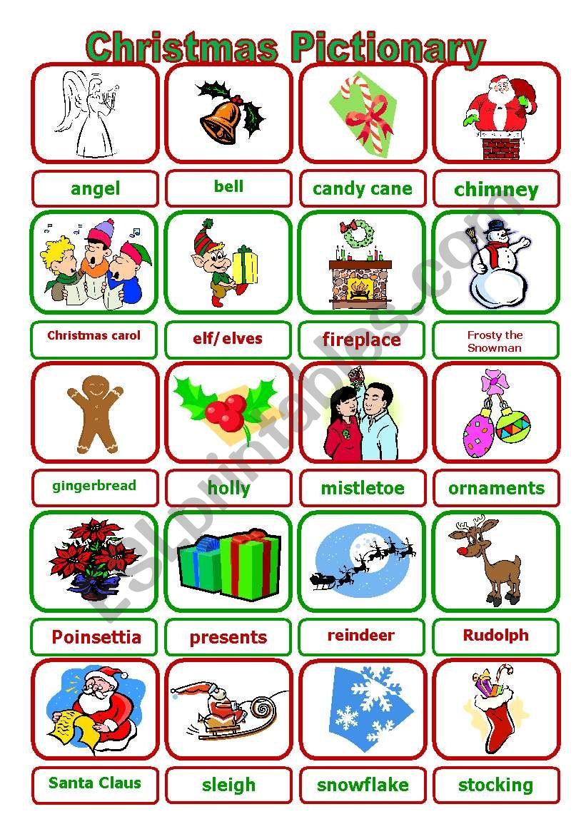 Christmas Pictionary - Esl Worksheetamaedgen