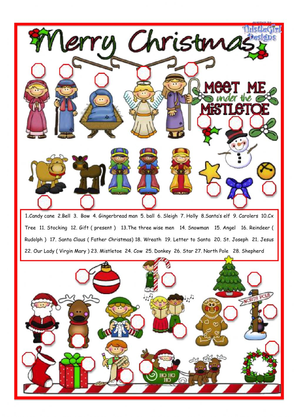 Christmas Pictionary Interactive Worksheet