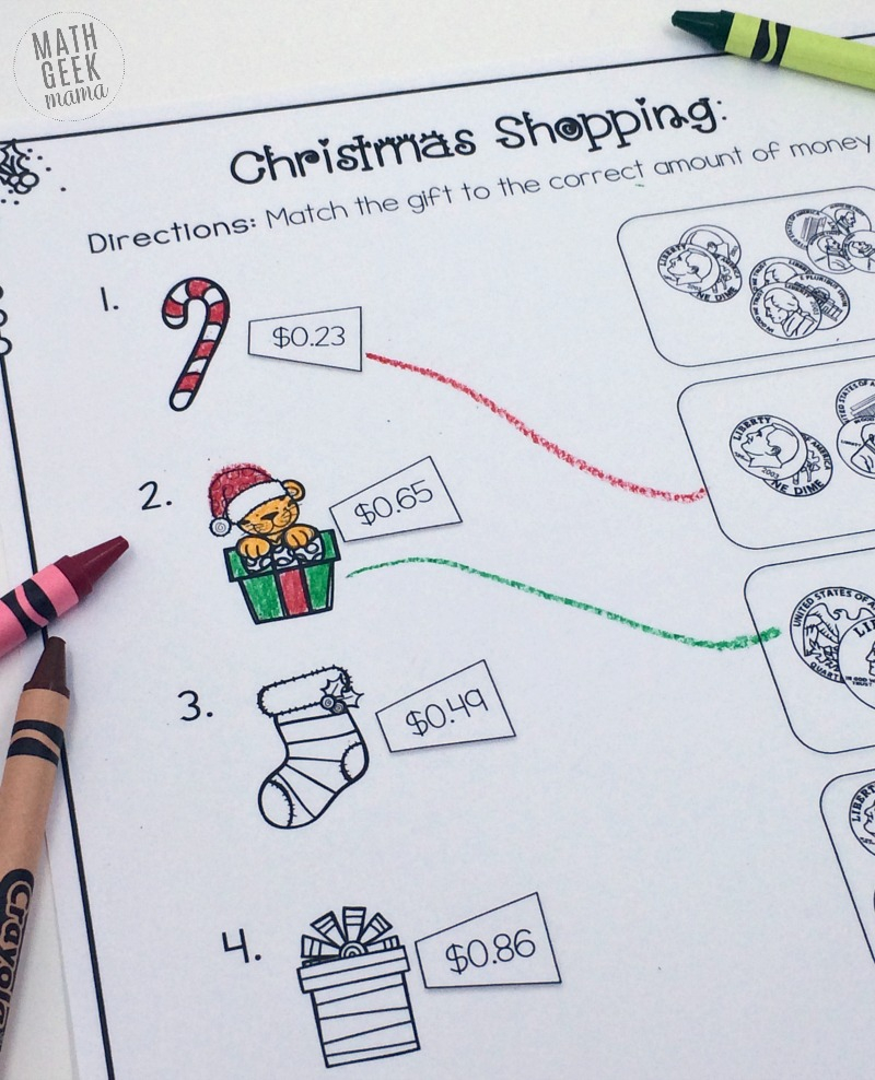 Christmas Shopping: Money Math Worksheets {Free}