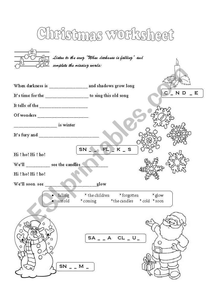 Christmas Song - Esl Worksheetchristofor