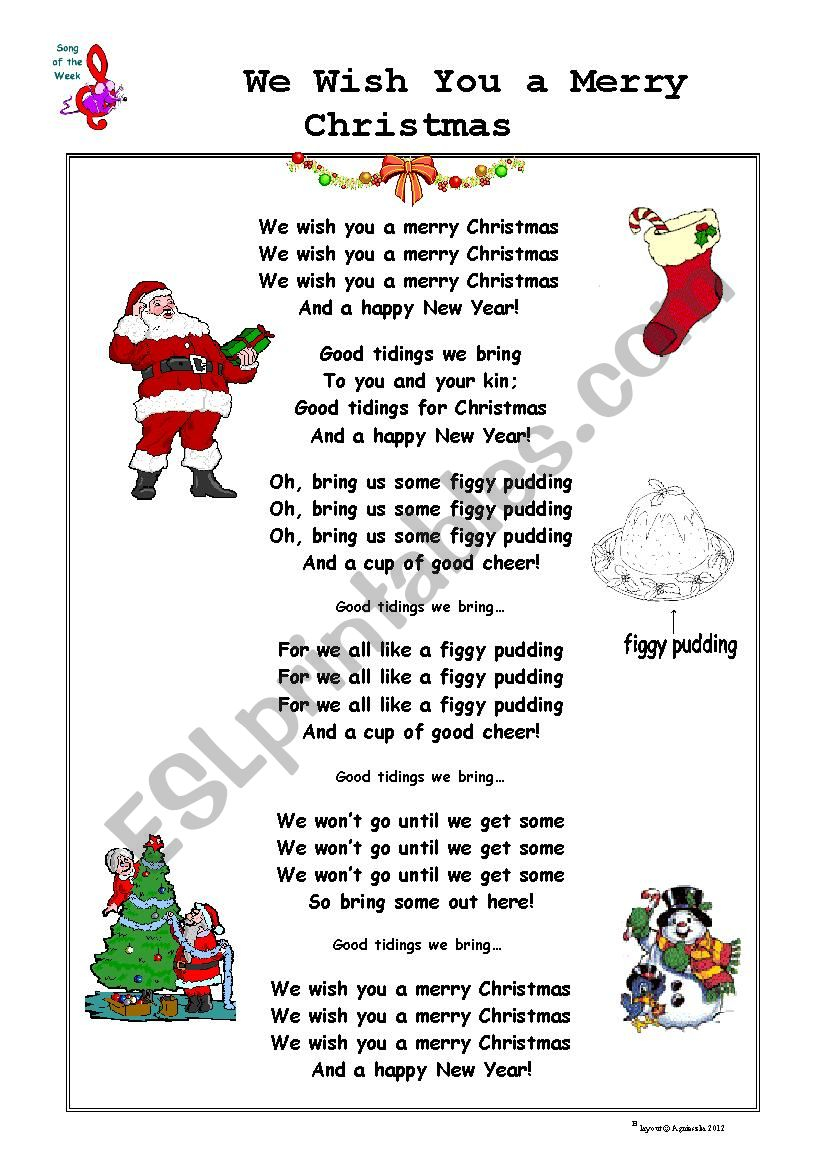 Christmas Song: We Wish You A Merry Christmas - Esl