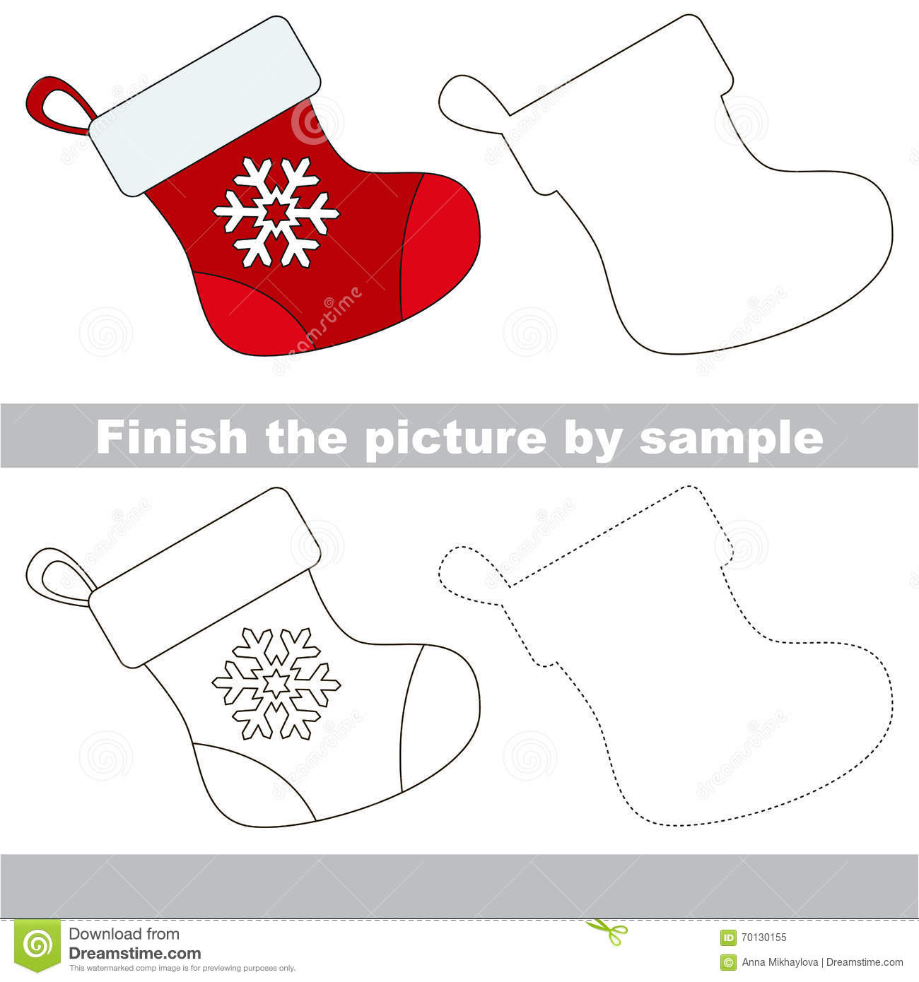 Christmas Stocking. Drawing Worksheet. Stock Illustration