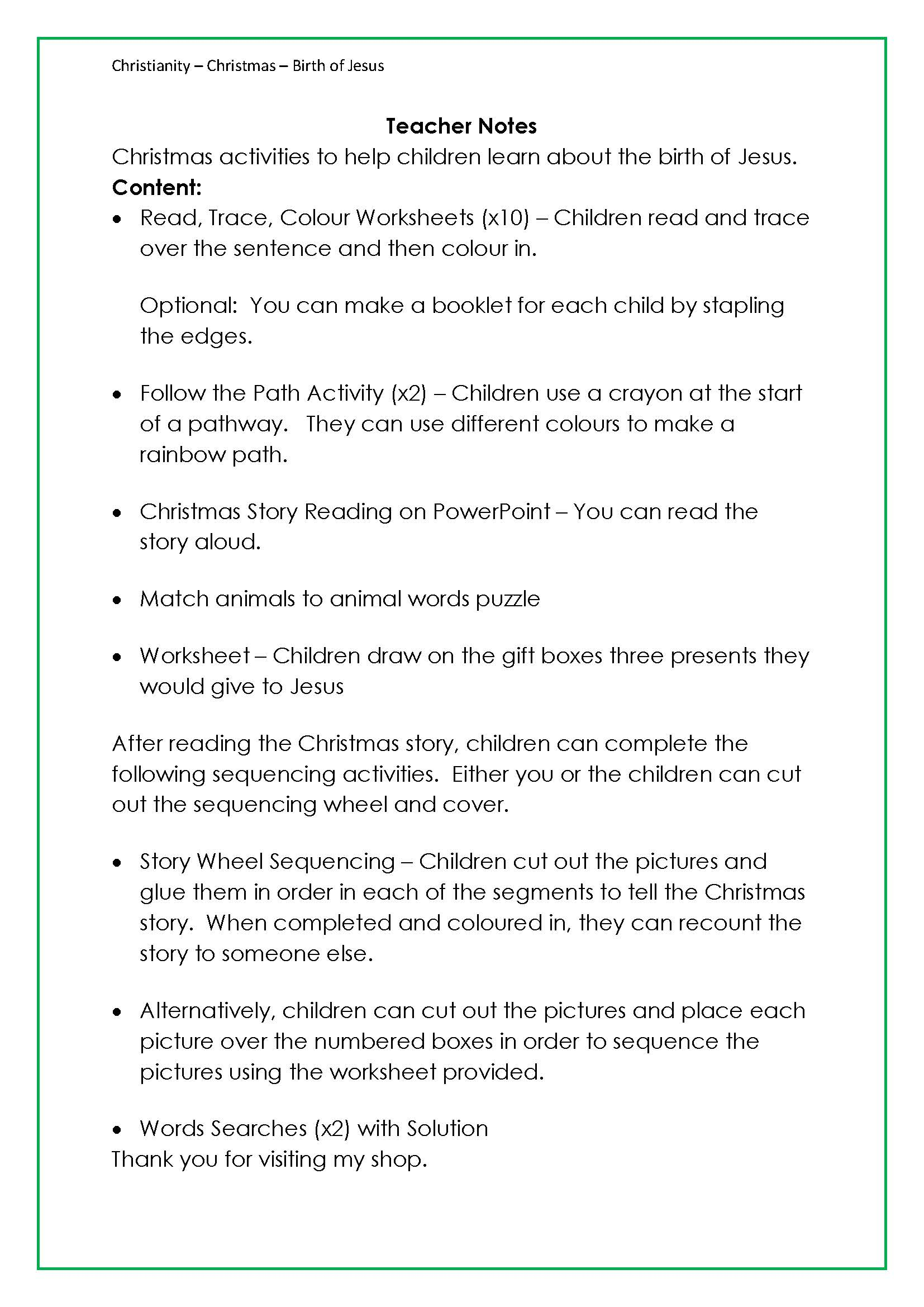 Christmas Story Activities Worksheets Story Wheel Sequencing Word Searches