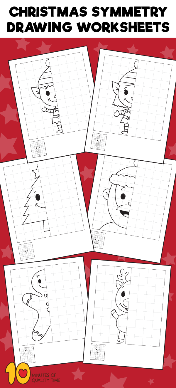 Christmas Symmetry Drawing Worksheets | Christmas Art For