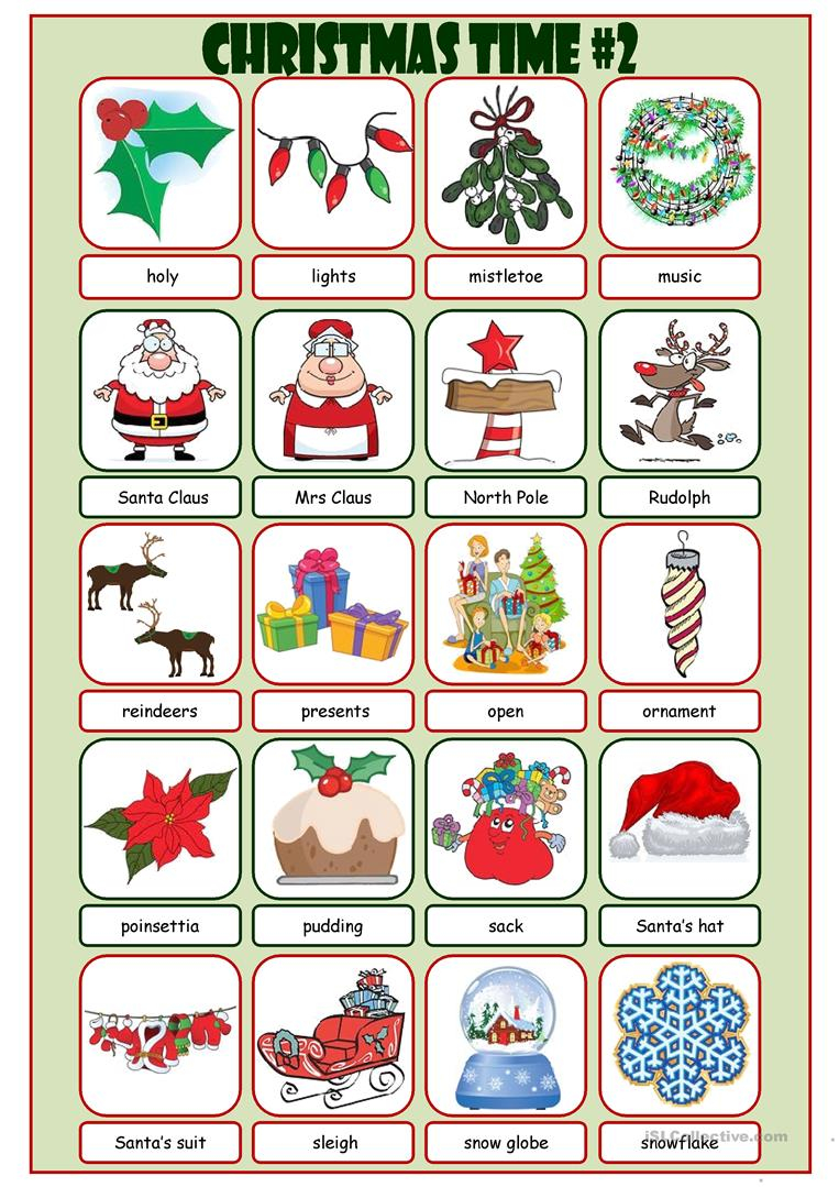 Christmas Time Picture Dictionary#2 - English Esl Worksheets