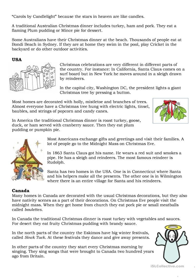 Christmas Traditions - English Esl Worksheets | Christmas