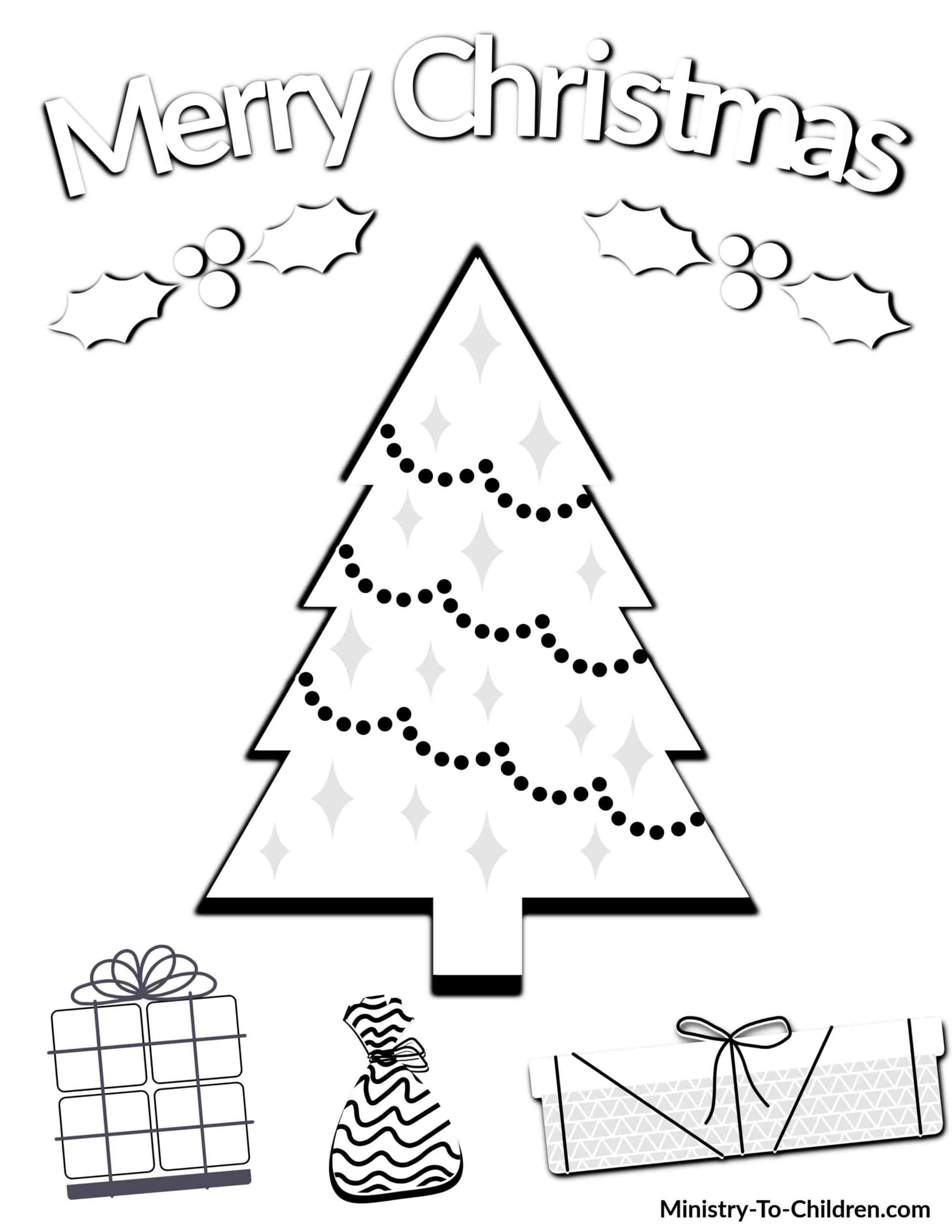 Christmas Treeng Pages Worksheets For Kids Free Easy
