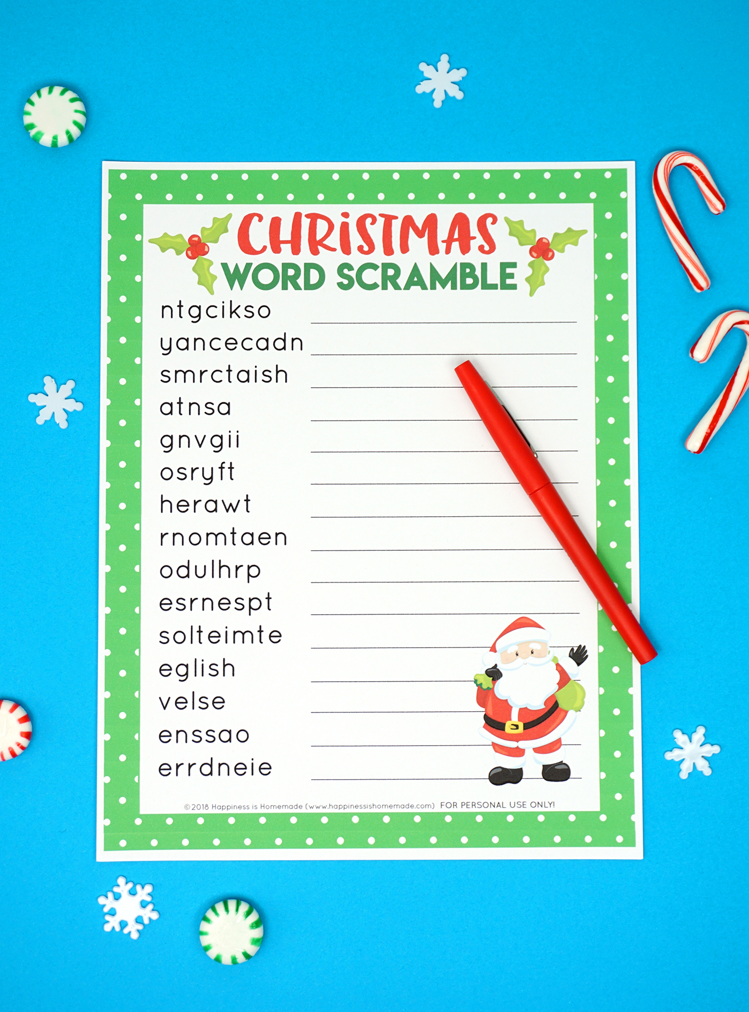 Christmas Word Scramble Printable - Happiness Is Homemade