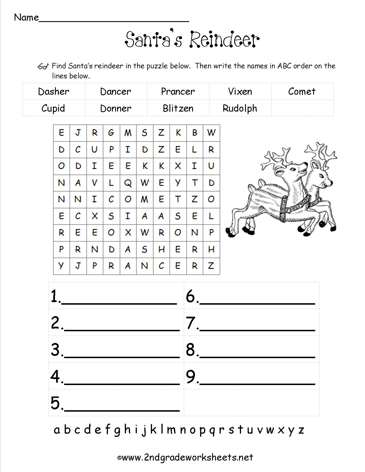 Christmas Worksheets And Printouts Holiday Math For Second