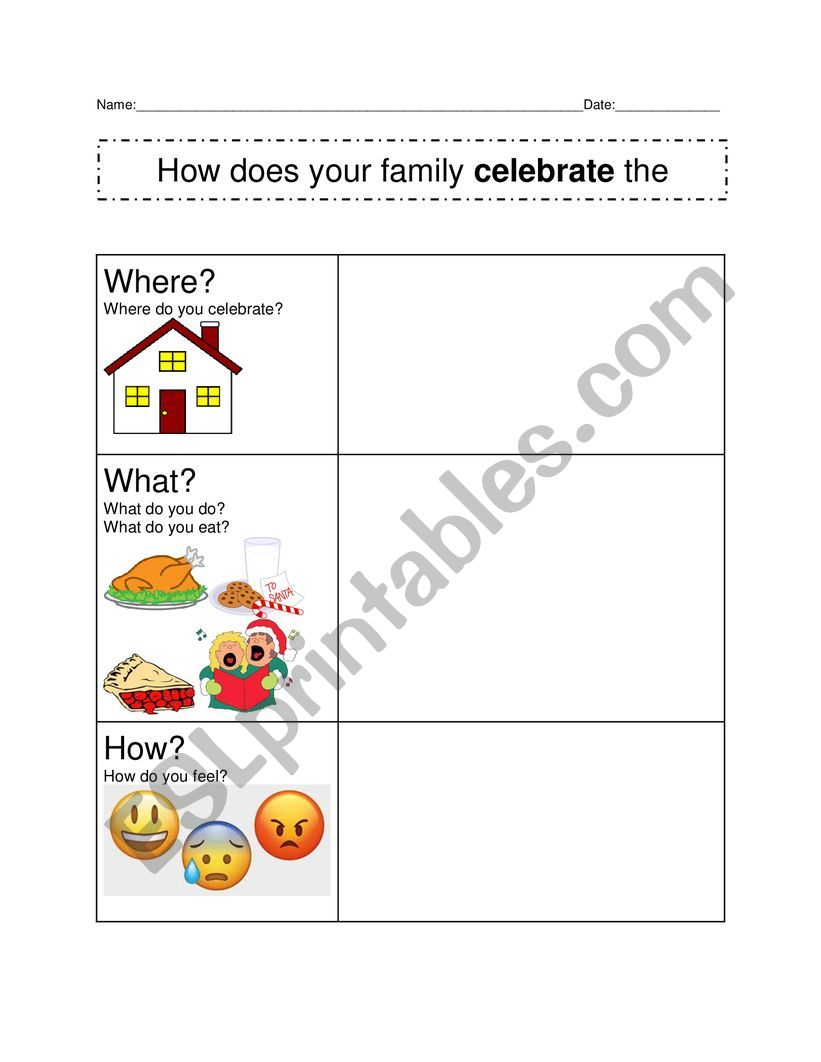 Christmas Writing Prompt Graphic Organizer - Esl Worksheet