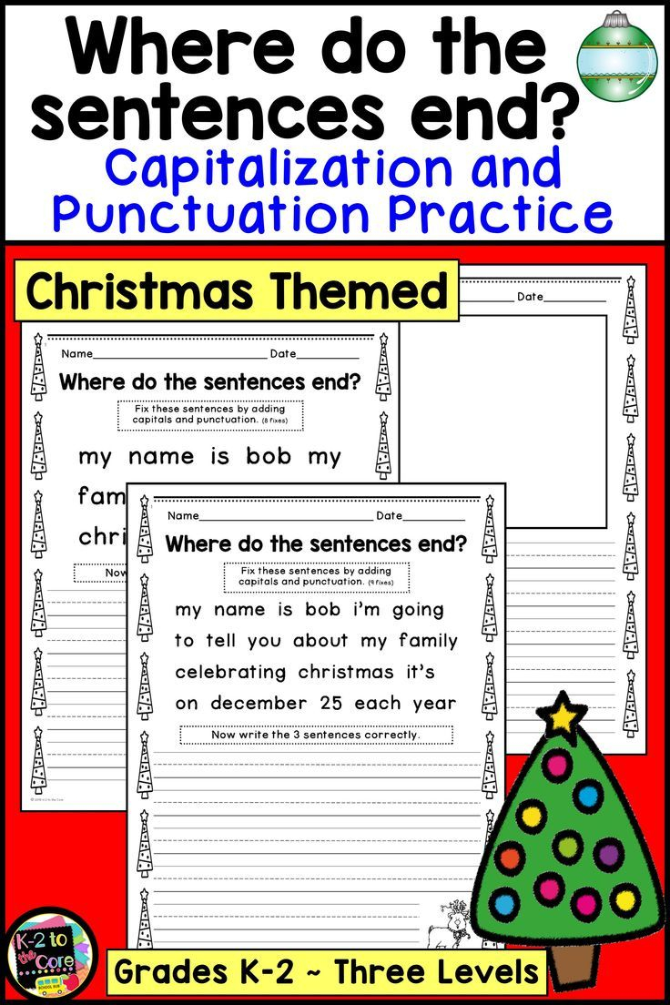 Christmas Writing Punctuation And Capitalization Practice