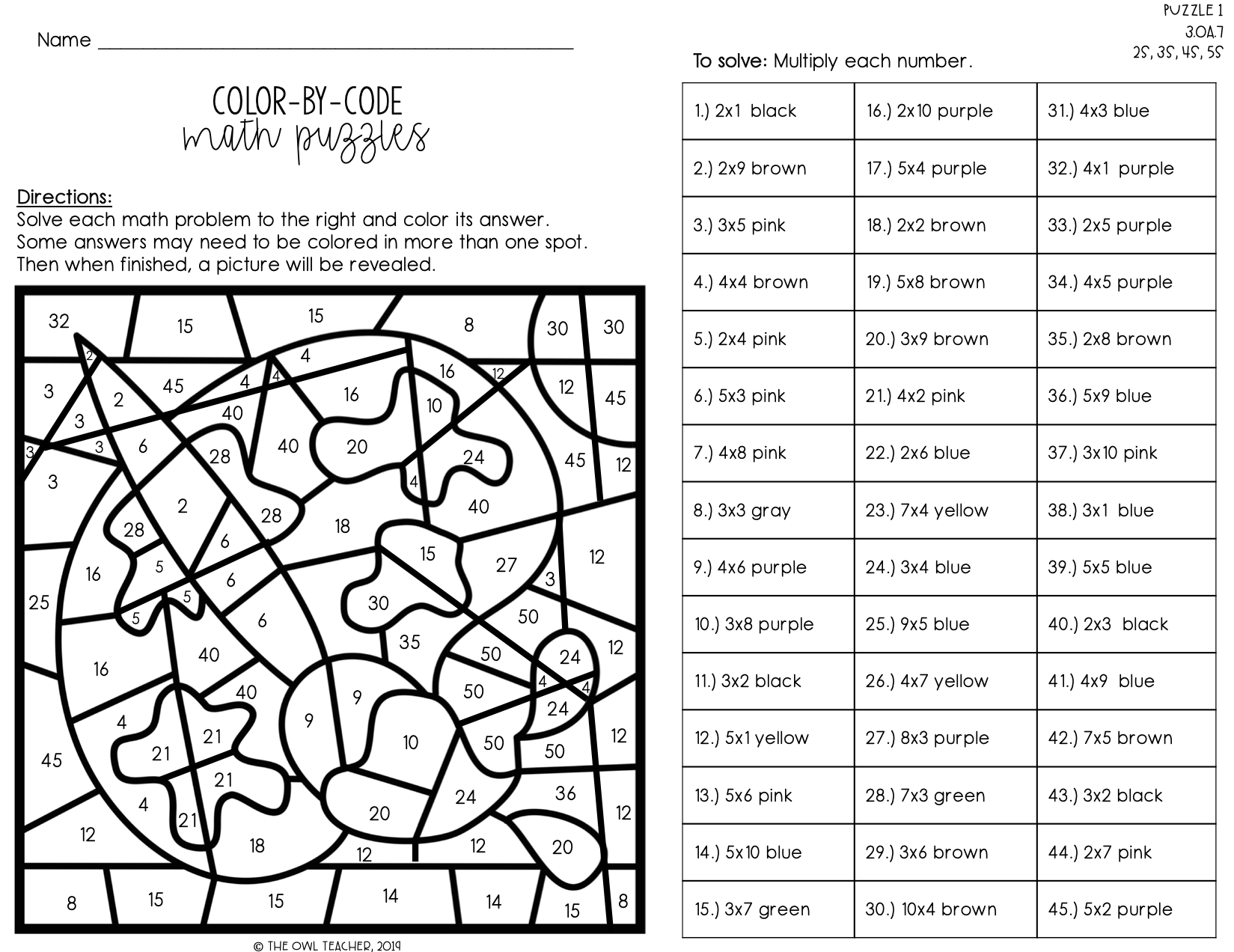 Free Christmas Color By Number Multiplication Worksheets | TracingLettersWorksheets.com