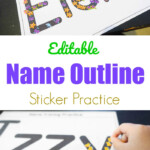 Editable Name Outline Sticker Practice - Create Printables