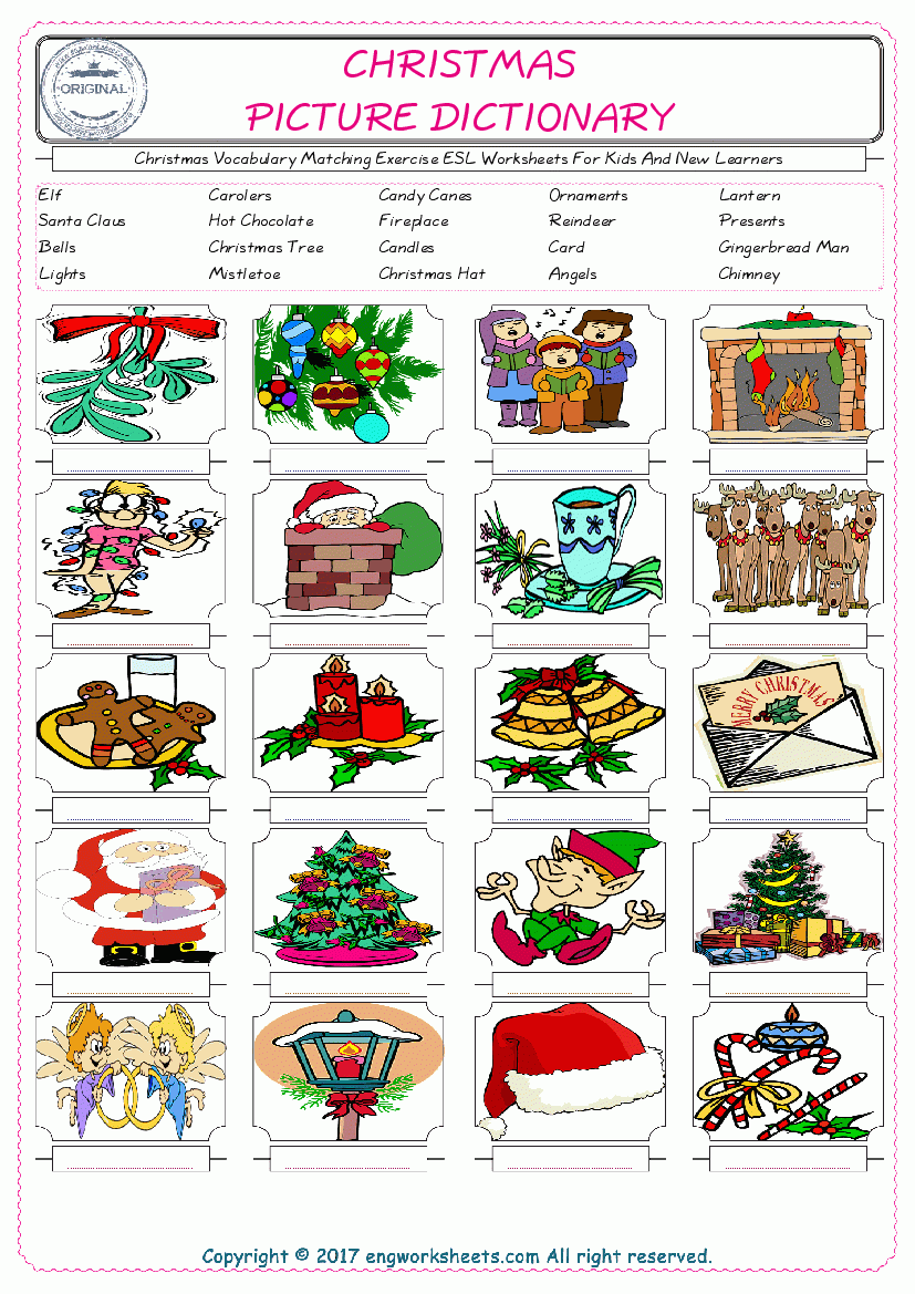 English Worksheet For Kids Esl Printable Picture Dictionary