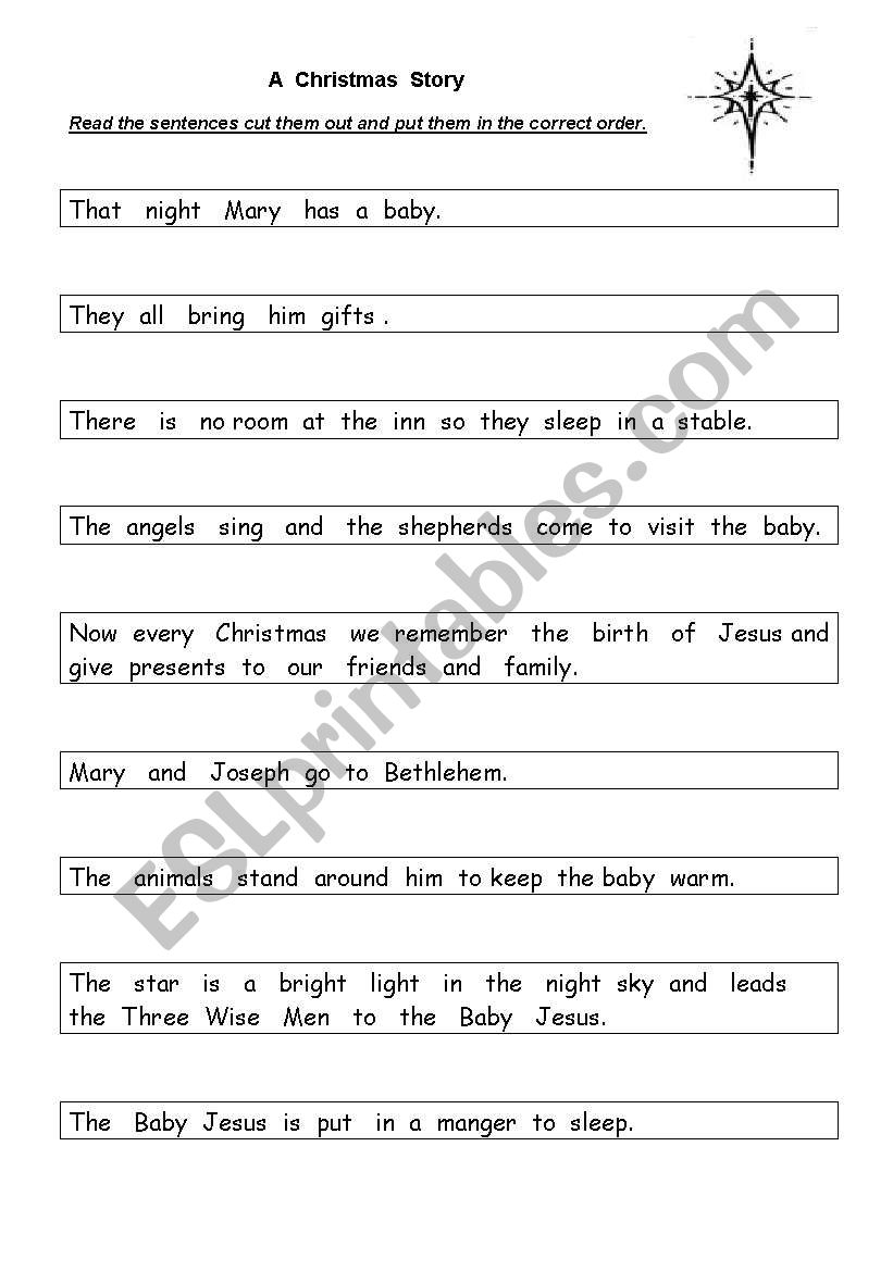 English Worksheets: Christmas Sequencing Activity