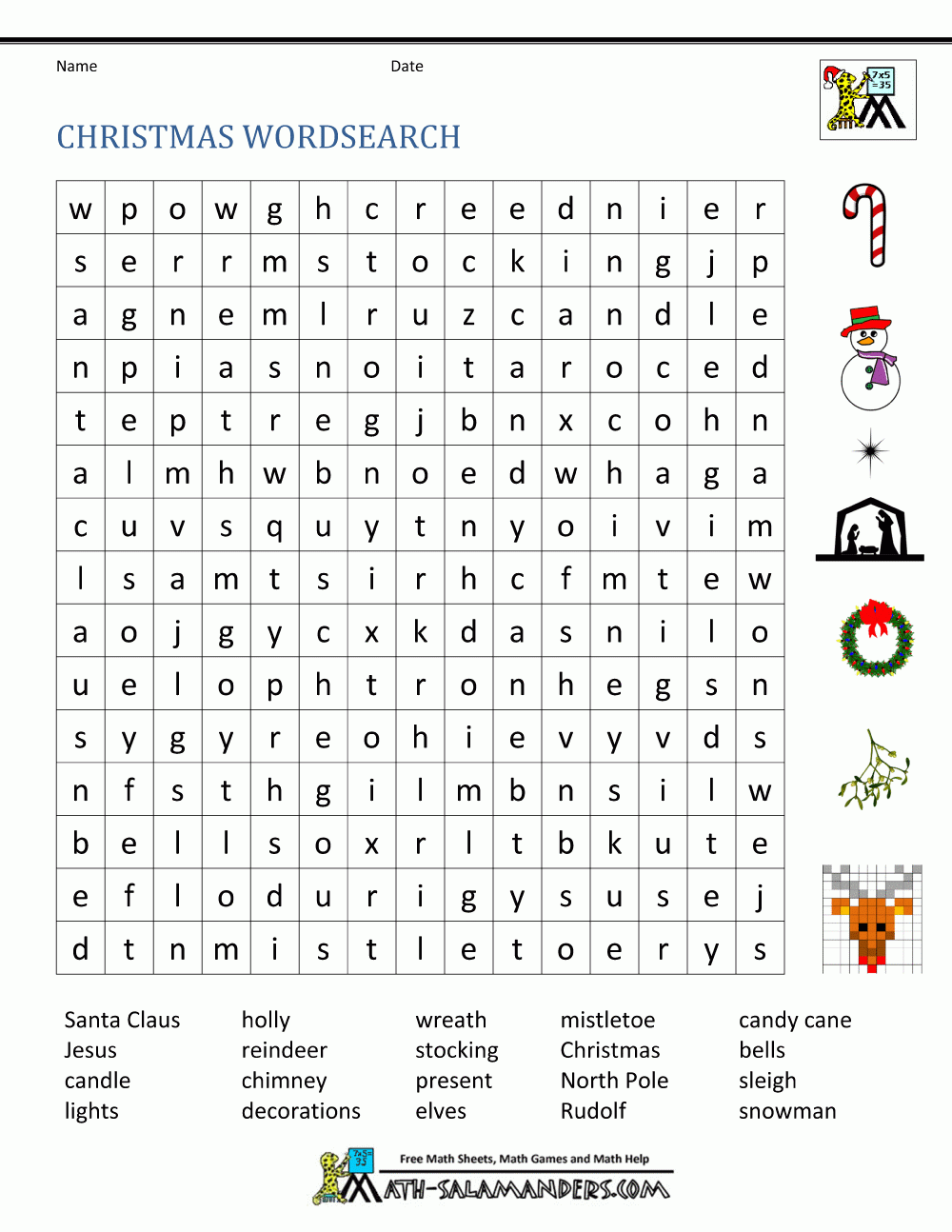 Free Christmas Worksheets For Kids