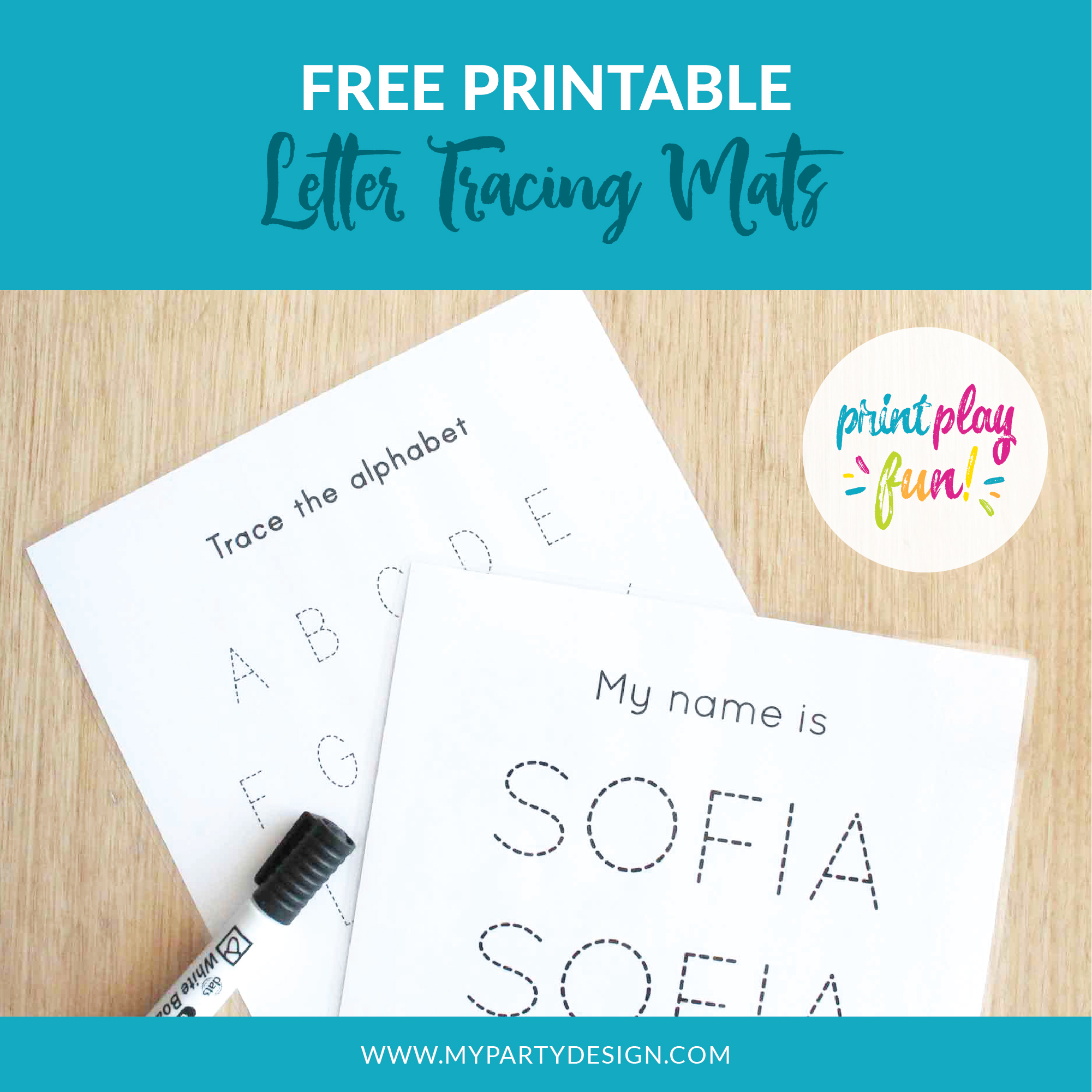 Free Name And Alphabet Tracing Mats | My Party Design