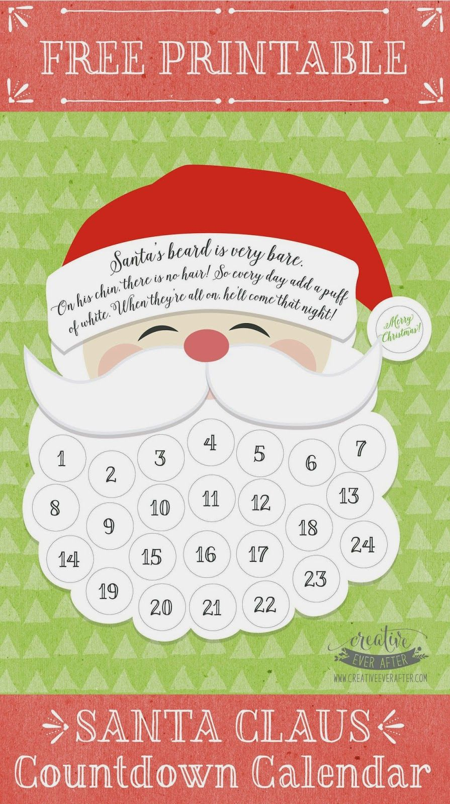 Free Printable} Santa Claus Beard Countdown Calendar