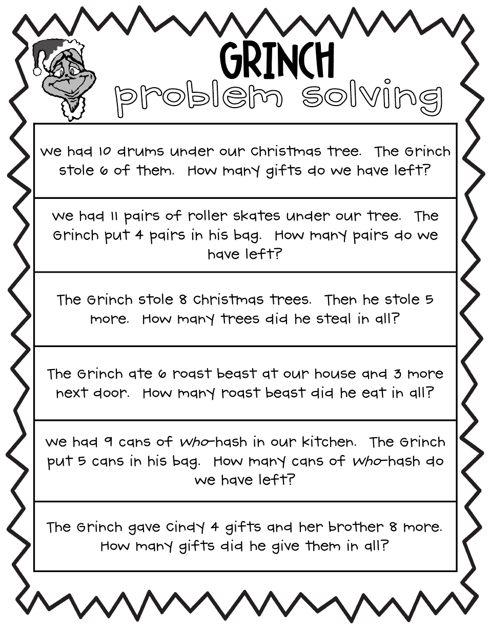 Grinch Printable Activities