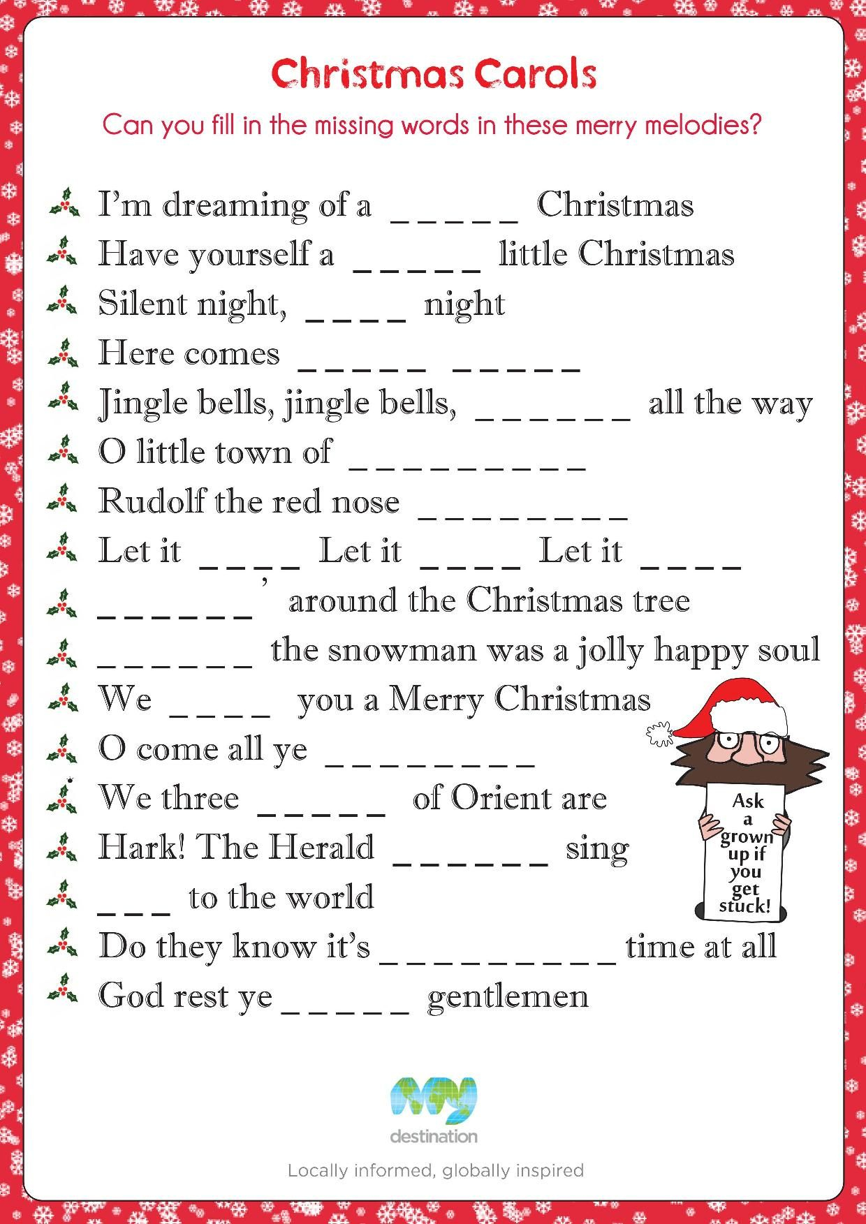 Christmas Fill In The Blank Worksheets - TracingLettersWorksheets.com