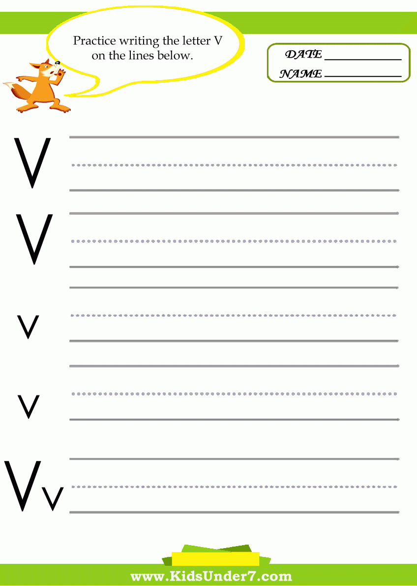 Kids Under 7: Letter V Practice Writing Worksheet