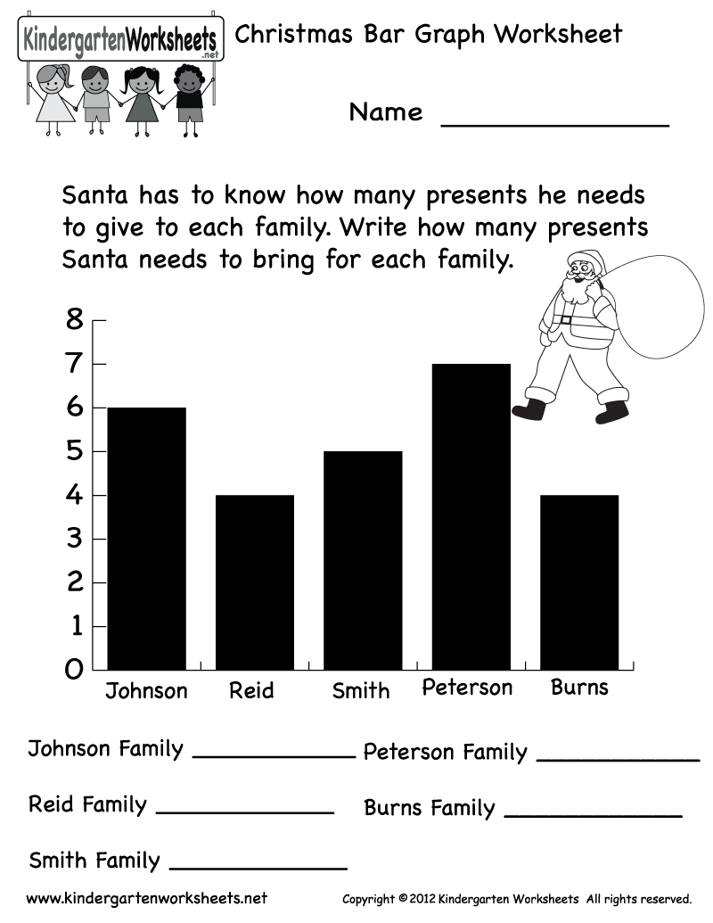 Kindergarten Christmas Bar Graph Worksheet Printable