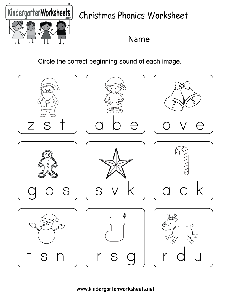 Kindergarten Phonics Worksheets Christmas Worksheet