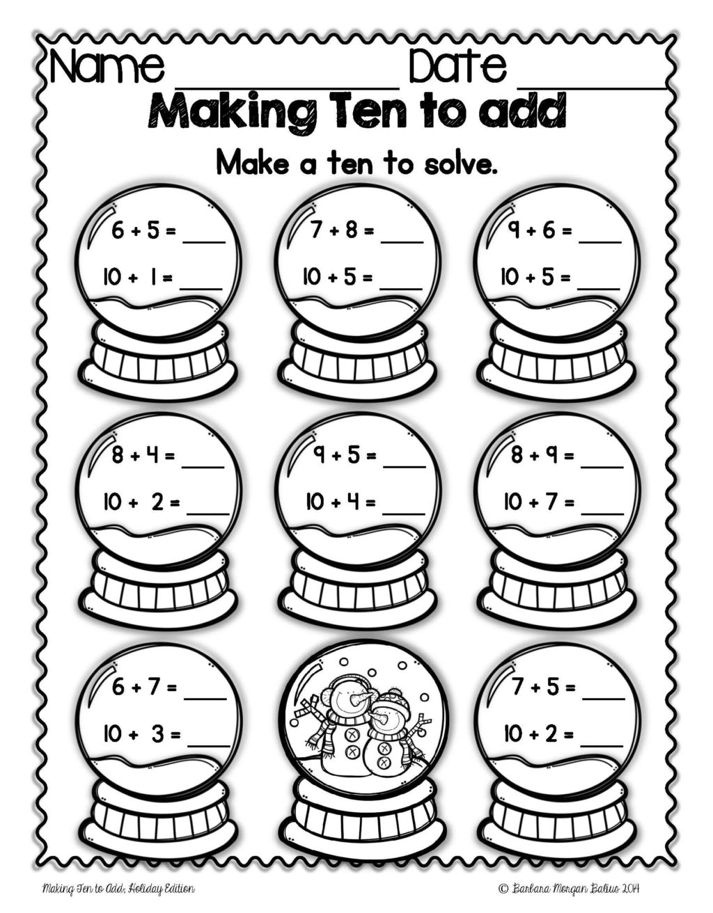 Math Worksheet ~ Christmas Math Making Ten To Mega Holiday