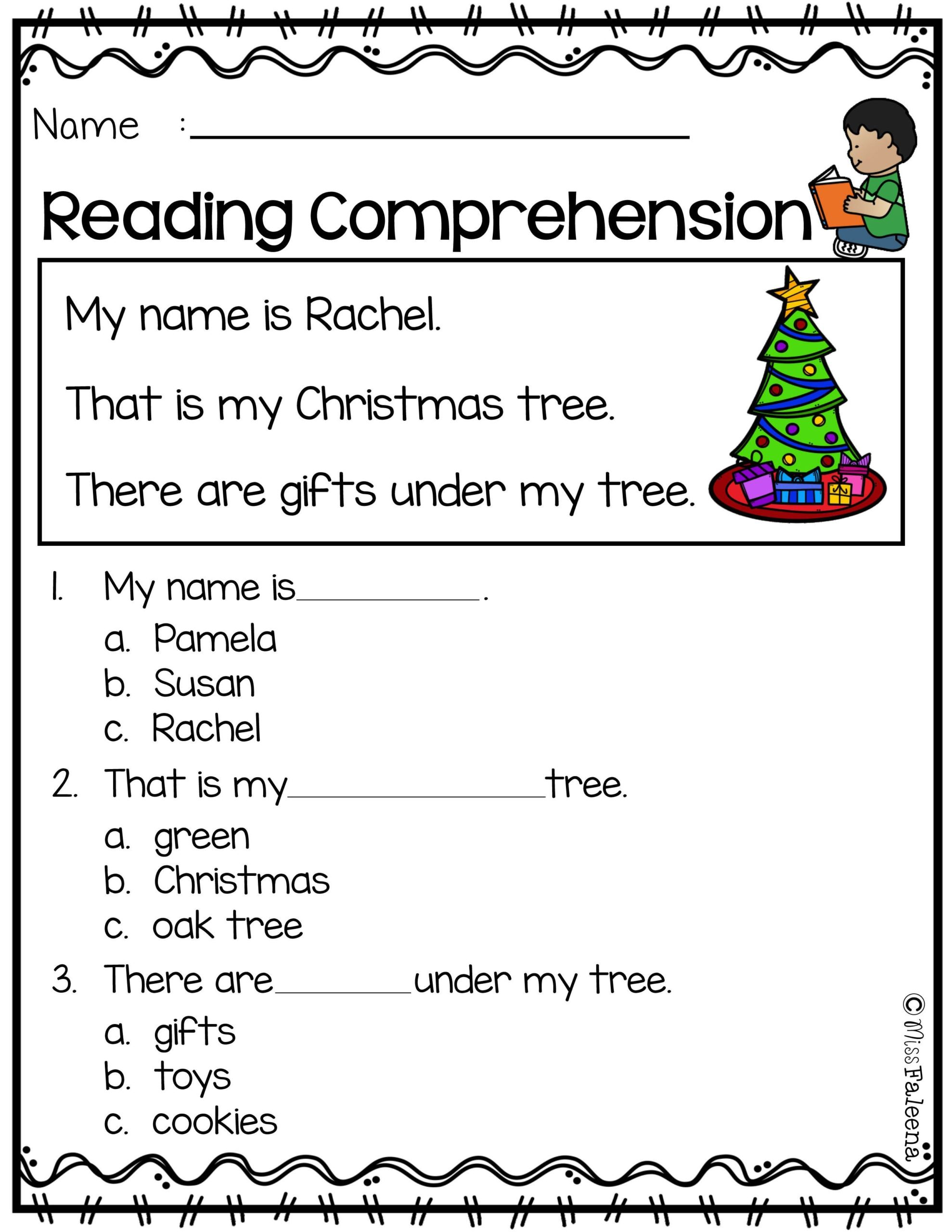 Third Grade Christmas Reading Comprehension Worksheets