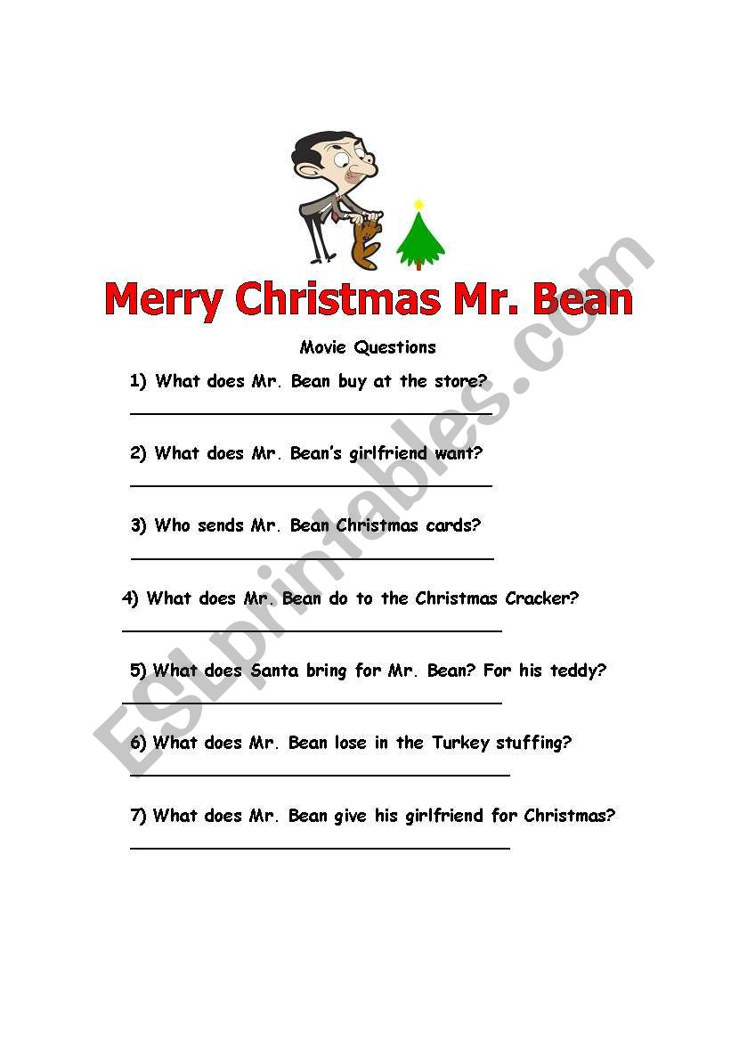 Merry Christmas Mr. Bean - Esl Worksheetsvein