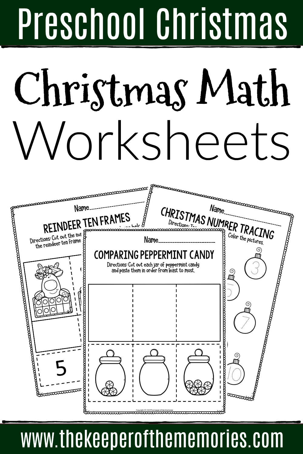 Printable Math Christmas Preschool Worksheets