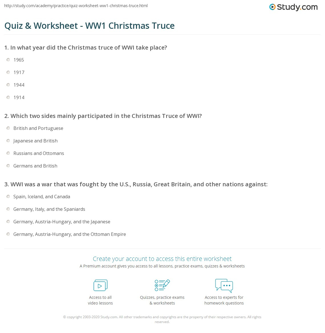 Quiz &amp;amp; Worksheet - Ww1 Christmas Truce | Study