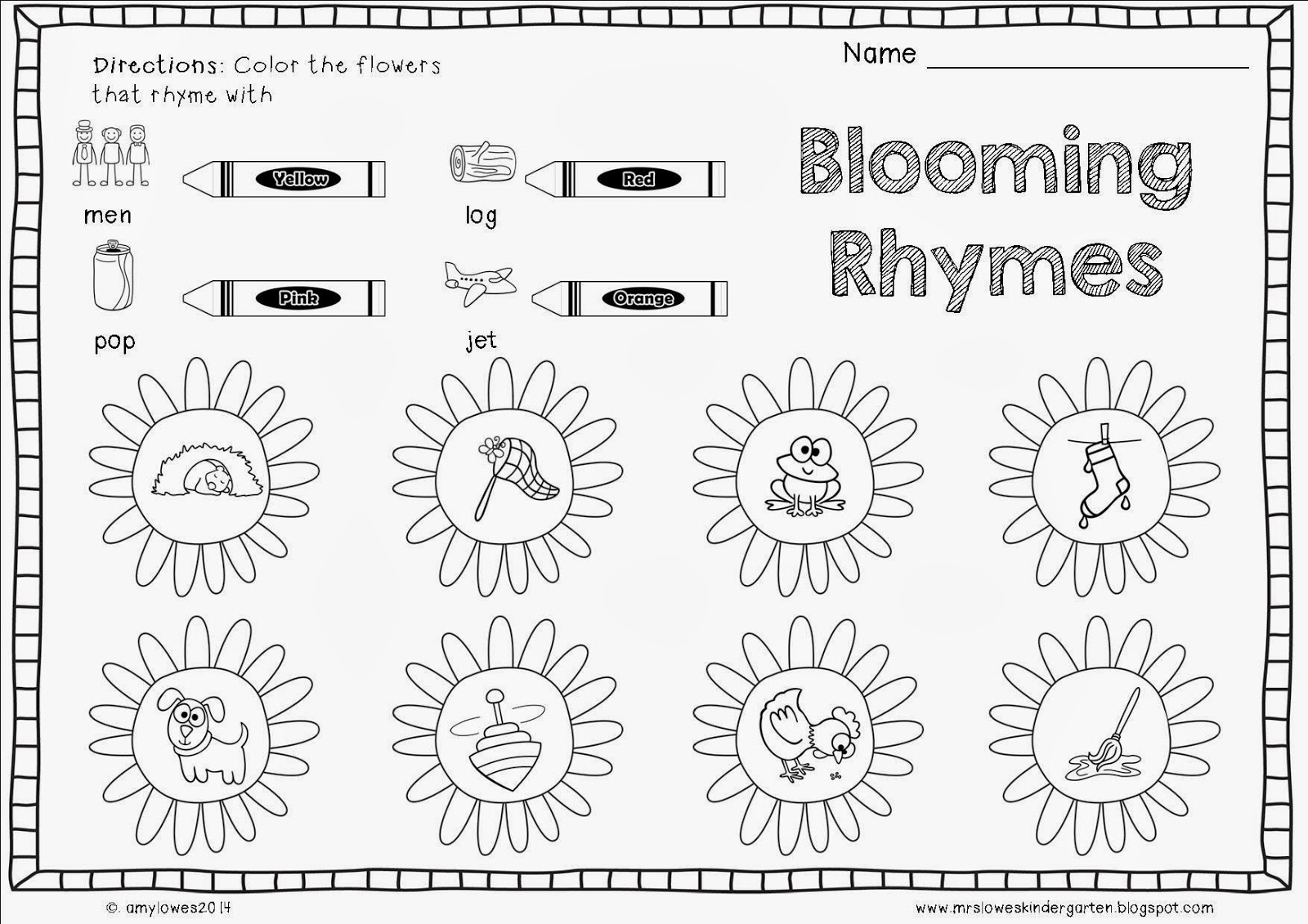 Rhymingksheets For Kindergartenksheet Introducing Patterns