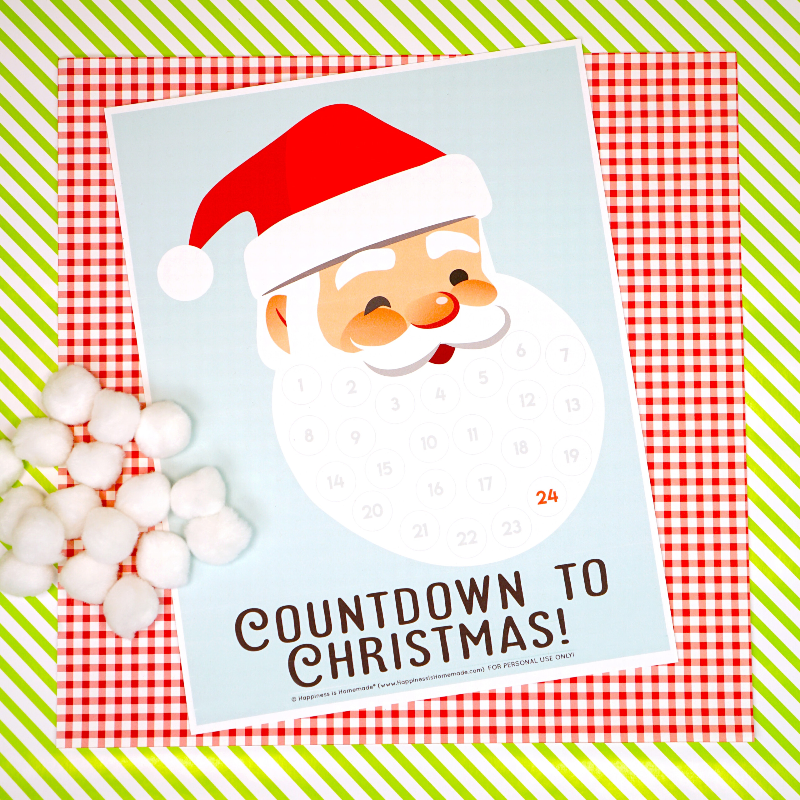 Santa Christmas Countdown Printable - Happiness Is Homemade