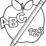 School Back To Apple And Pencil Teach Coloring Abcteach