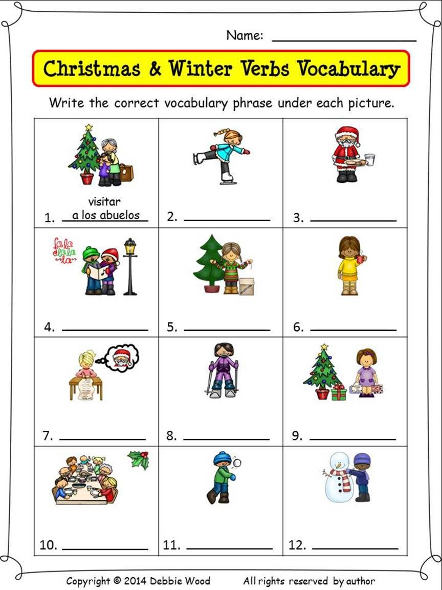 Spanish Christmas Activities Nouns And Verbs | Nouns And