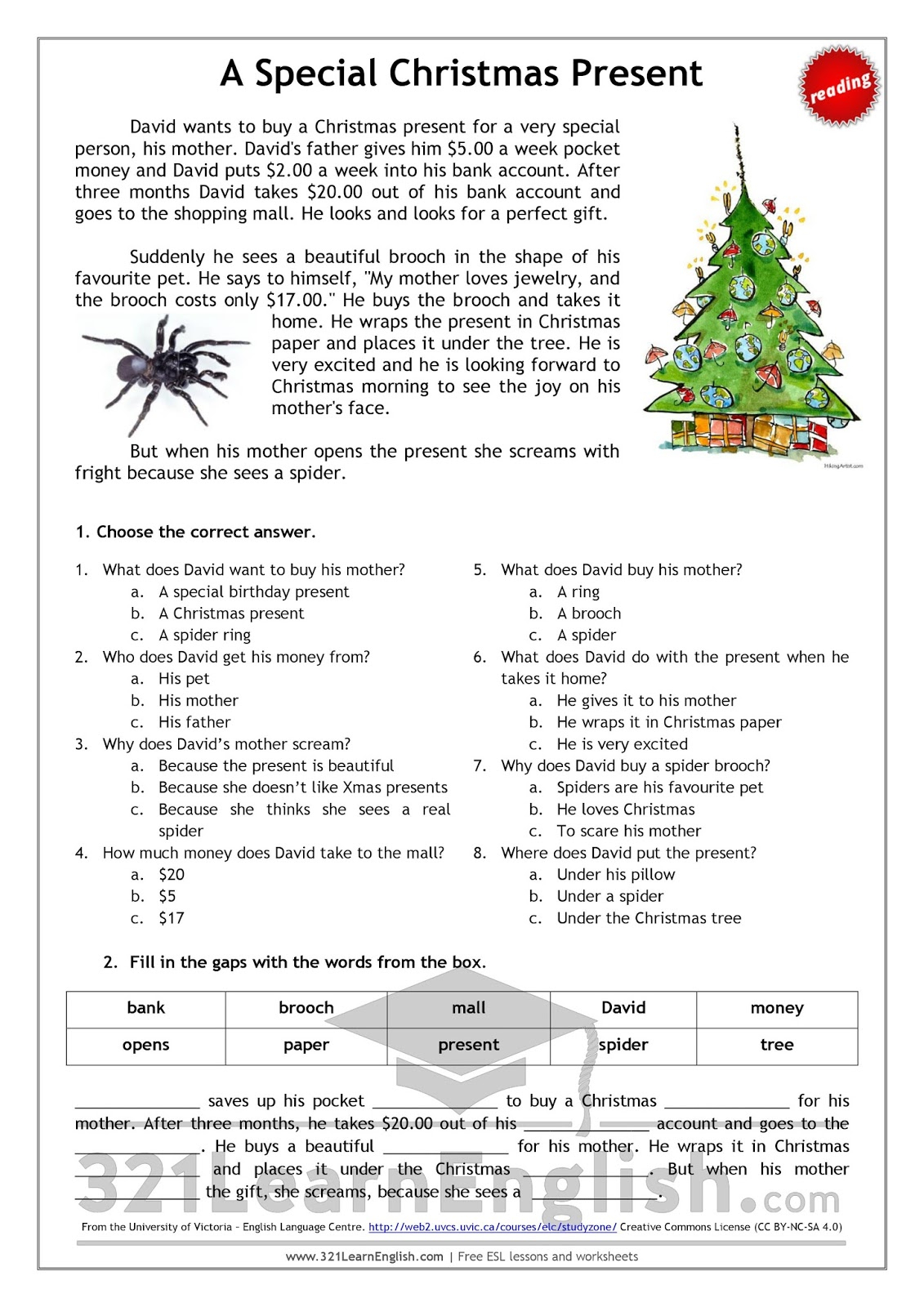 Staggering Christmas Reading Comprehension Pdf Picture