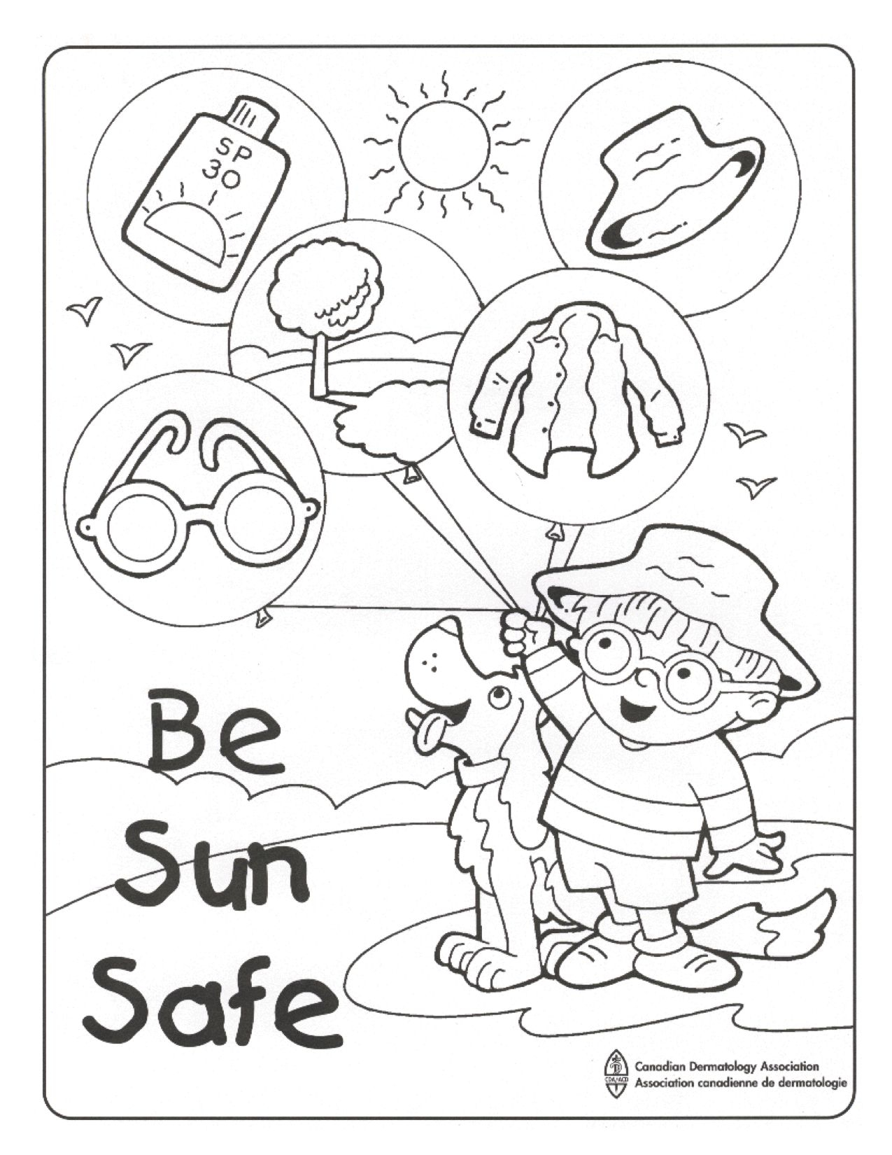 Sun Safe Colouring Sheet Summer Safety Abcteach Christmas
