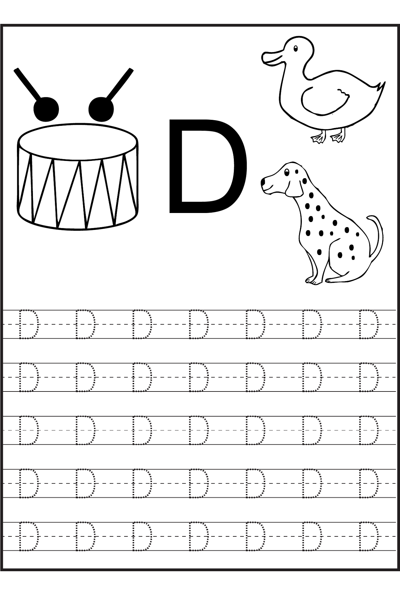 Trace Letter D Worksheets | Activity Shelter