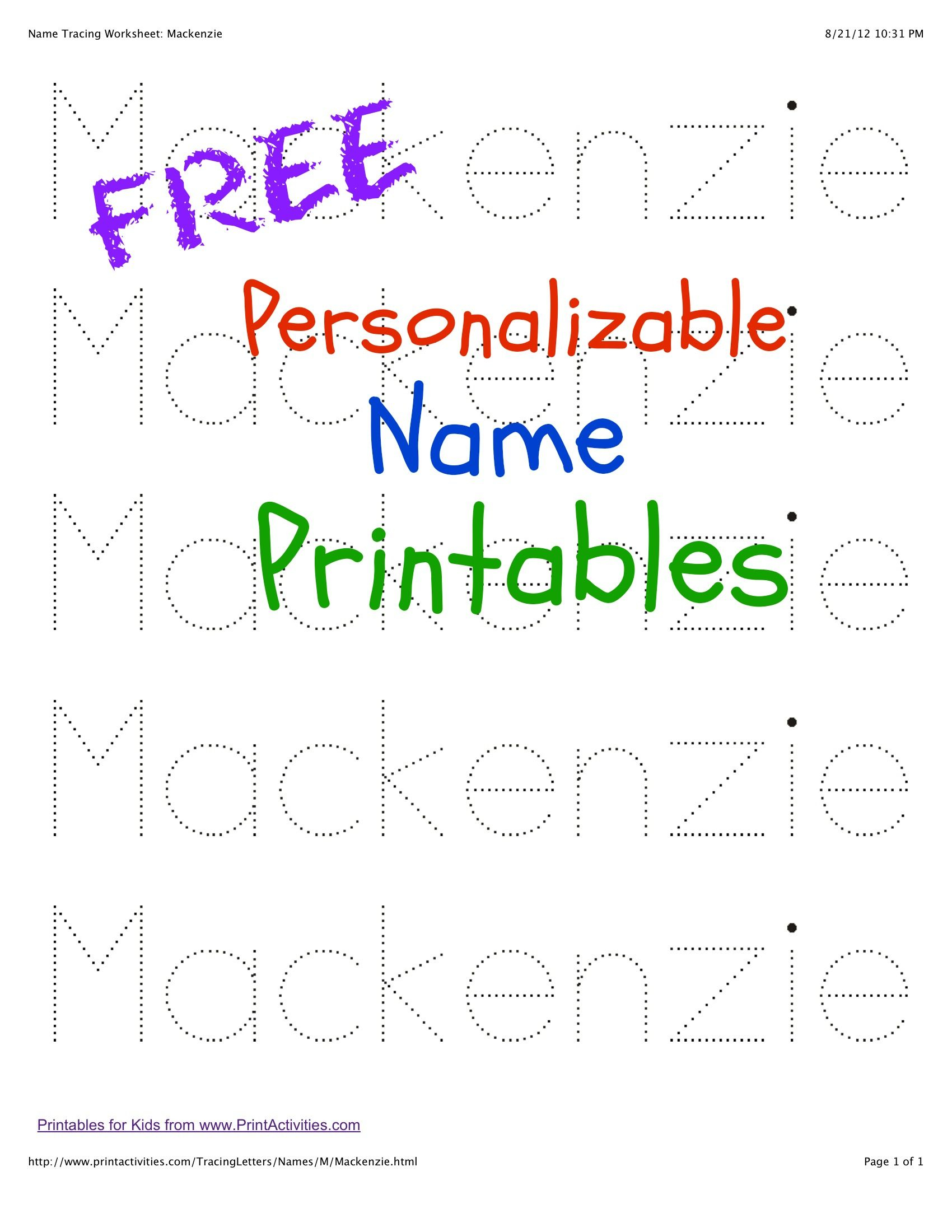 Tracing Names Worksheet Free Personalizable Names Jpg Pixels