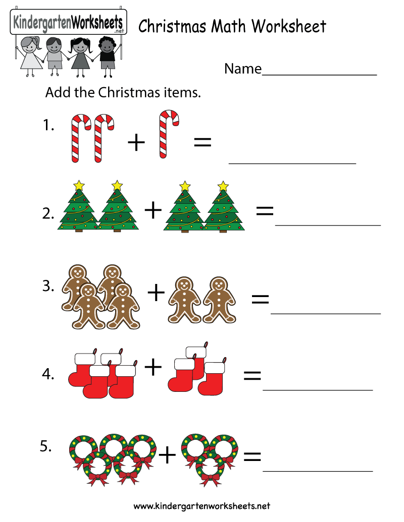 Worksheet ~ Kindergarten Christmas Math Worksheet Printable