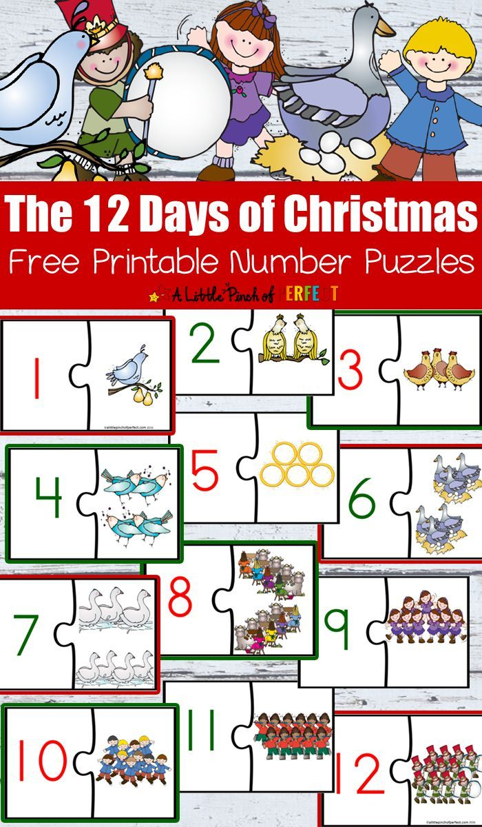 12 Days Of Christmas Free Printable Number Puzzles