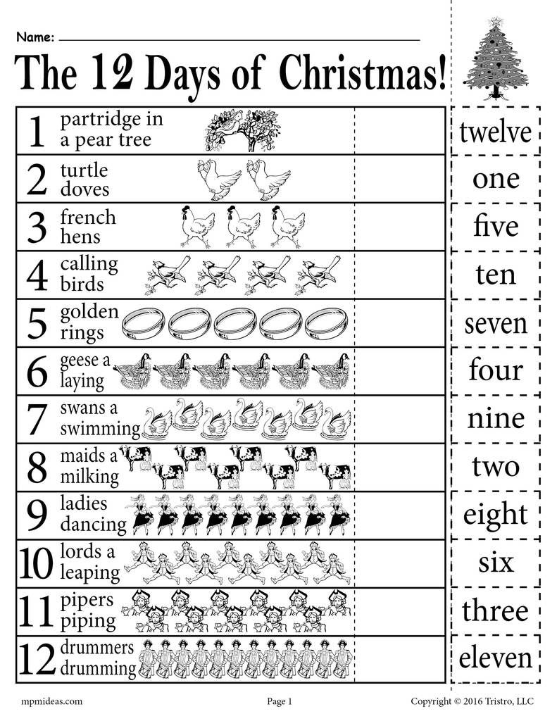 12 Days Of Christmas&amp;quot; Number Recognition Worksheet! | Number