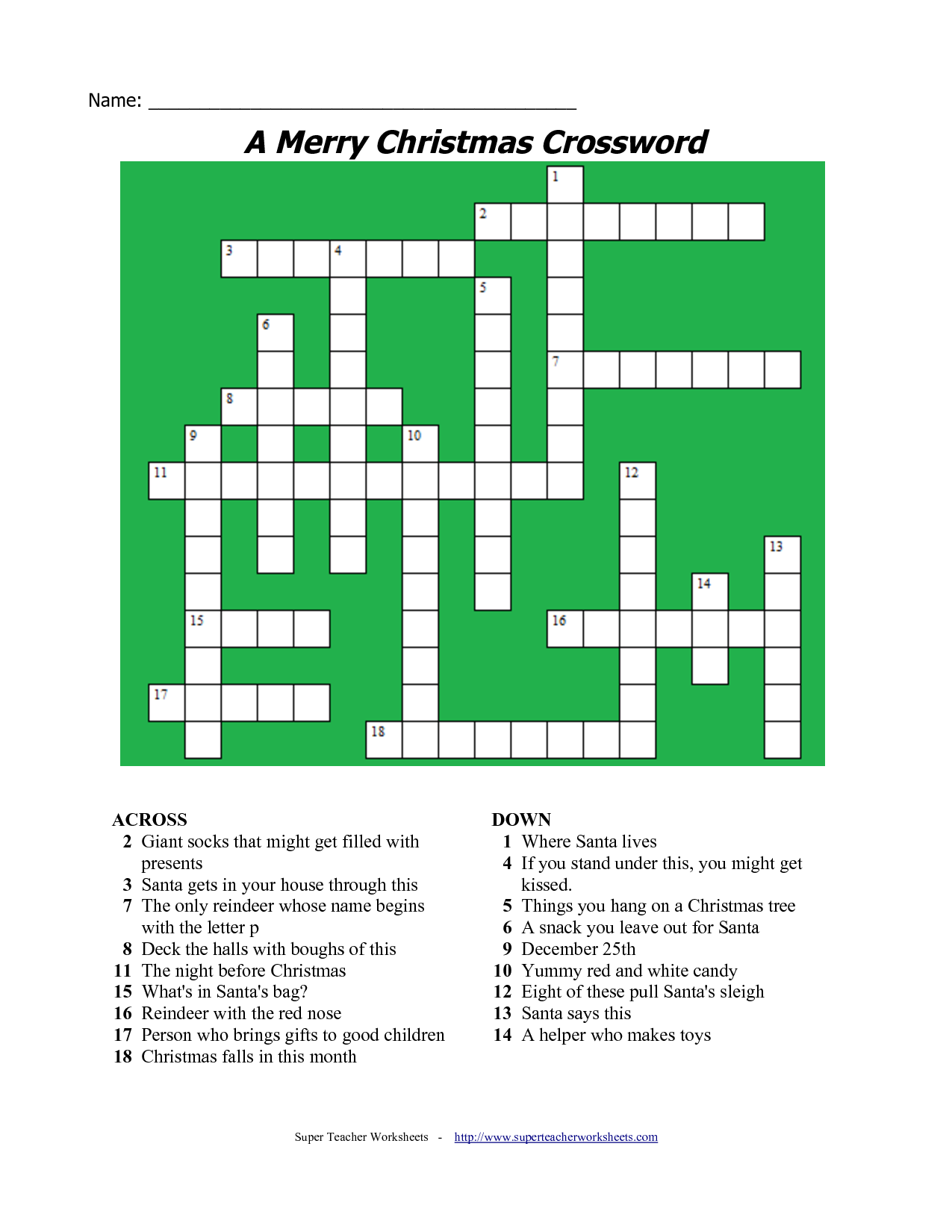 17 Fun Printable Christmas Crossword Puzzles | Kittybabylove
