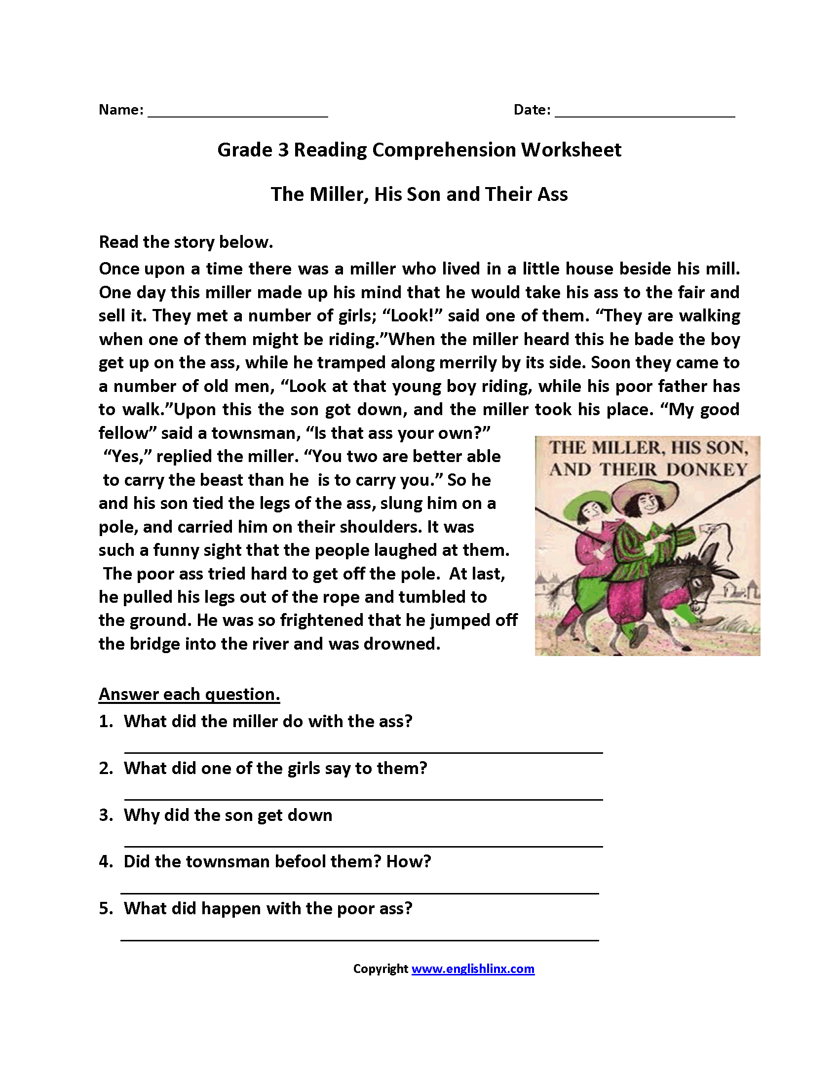 59 Incredible Free Reading Comprehension Worksheets Third