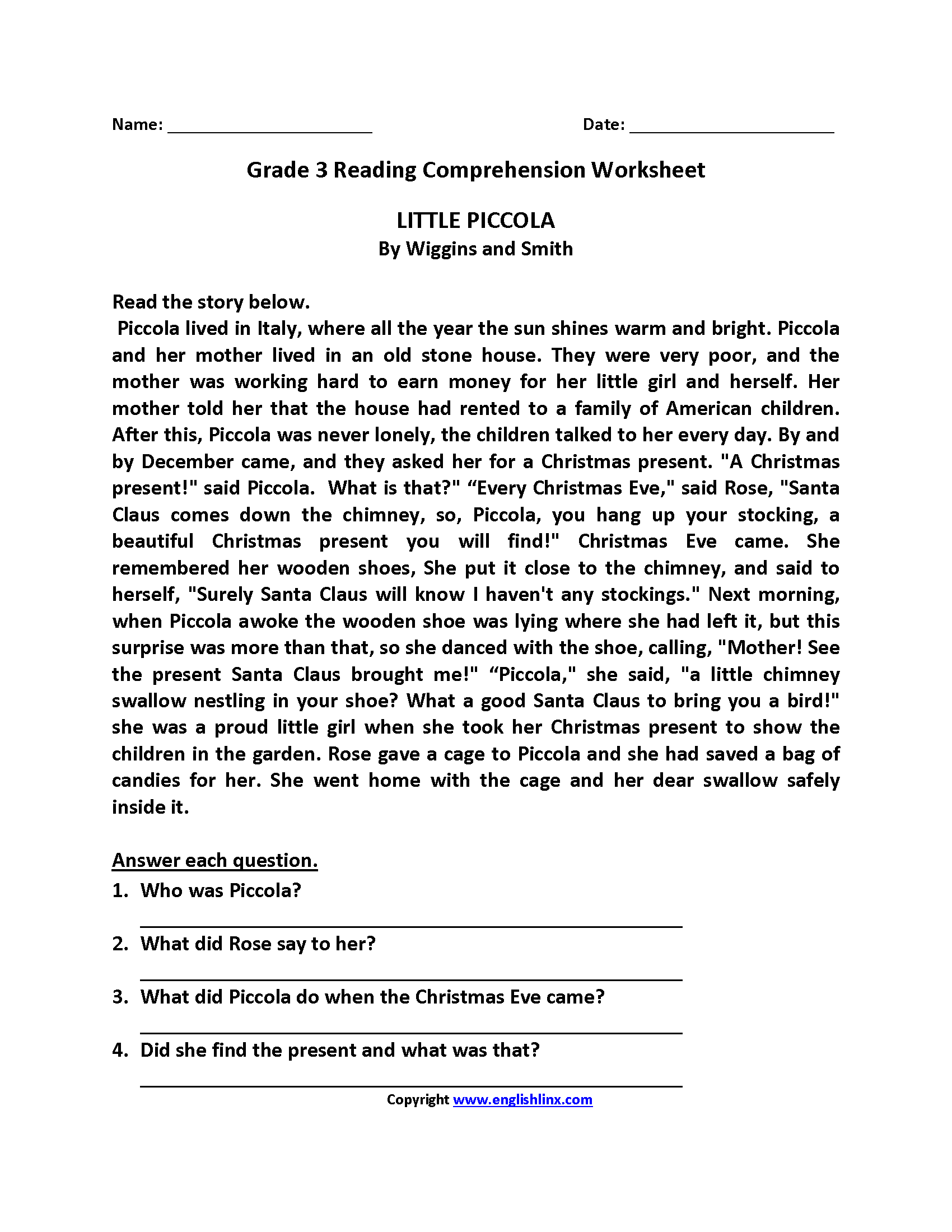 59 Incredible Free Reading Comprehension Worksheets Third