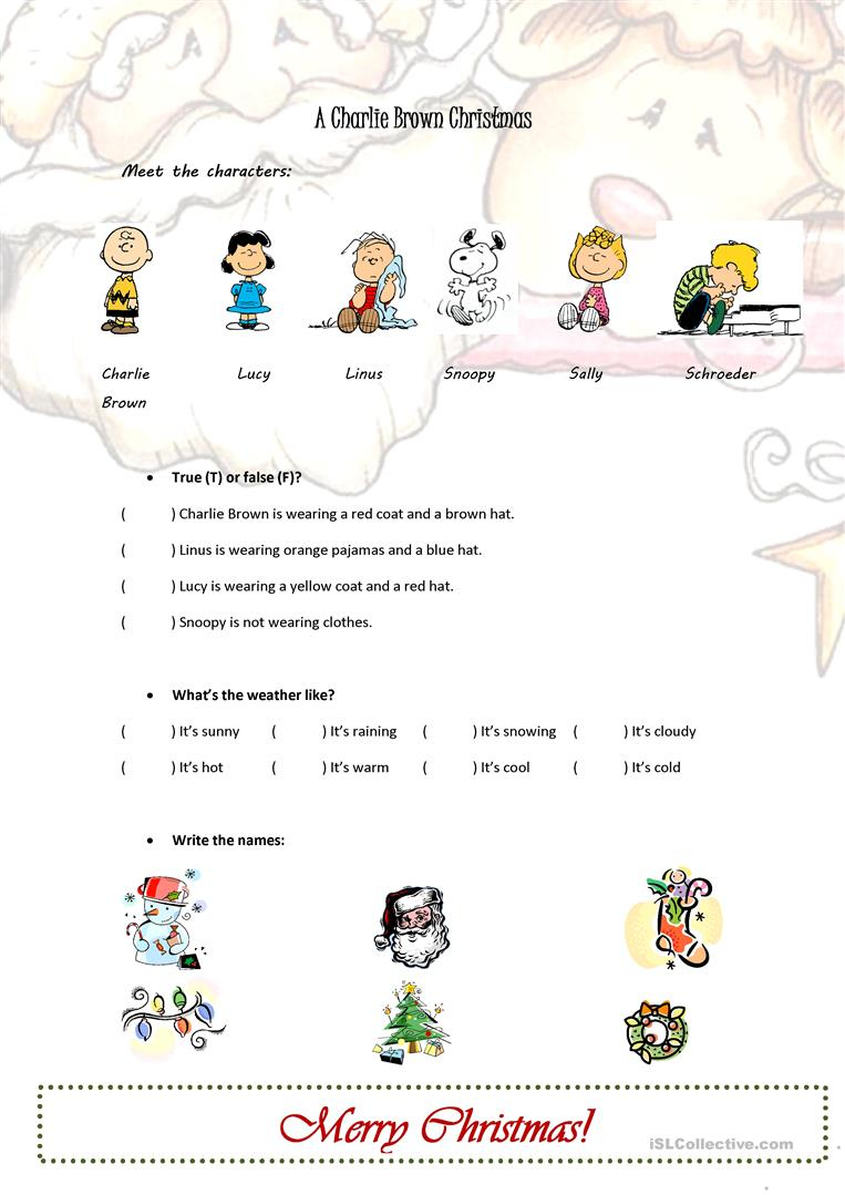 A Charlie Brown Christmas - English Esl Worksheets For