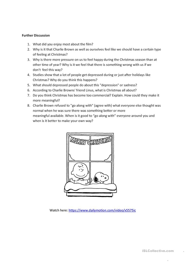 A Charlie Brown Christmas - English Esl Worksheets For