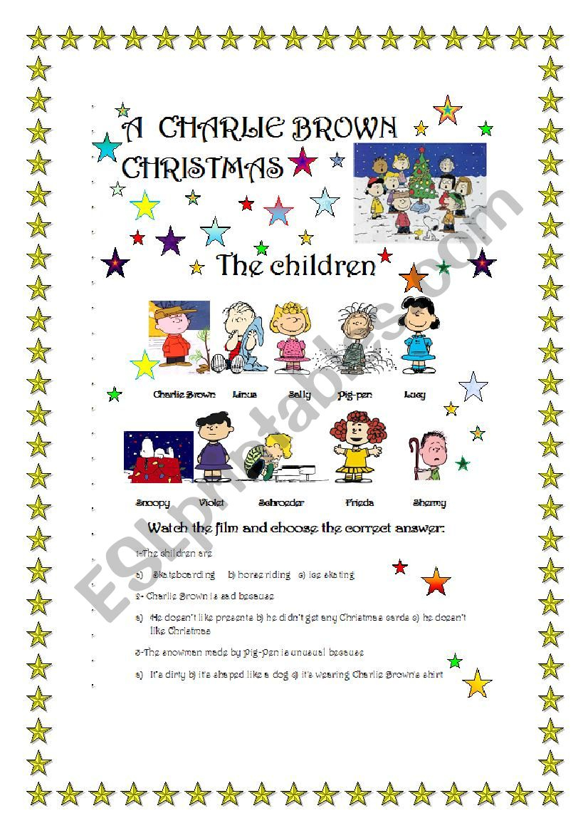 A Charlie Brown Christmas- Film Part 1/3 - Esl Worksheet