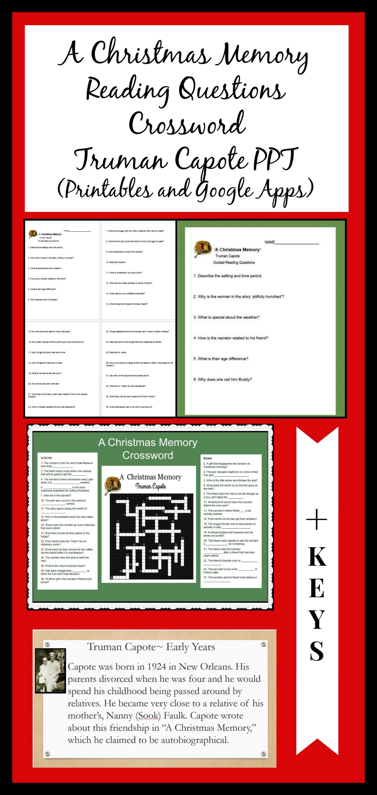 A Christmas Memory Mini-Bundle Of Reading Questions
